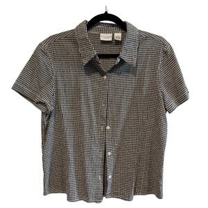 Sonoma Black & White Check Short Sleeve Button-Down Shirt